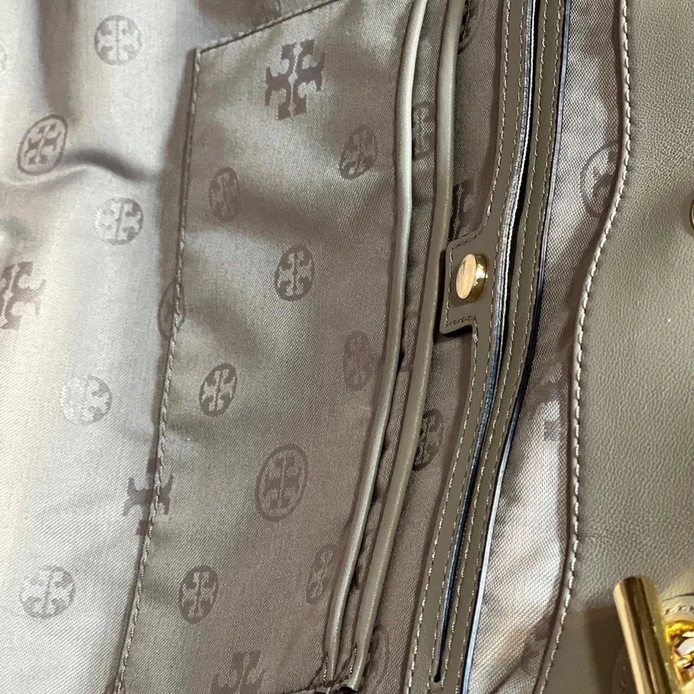 Tory Burch Gray Quilted Leather Tote